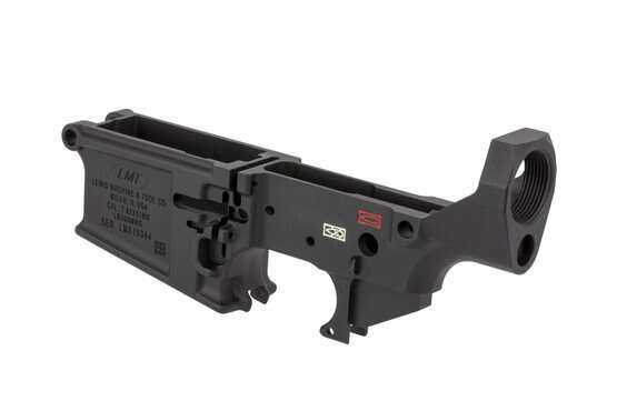 LMT MWS stripped AR-308 lower receiver features a stop for semi-only use
